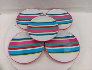 Cynthia Rowley Melamin Salat Dessert Teller Multicolor Streifen Menge 5 GUC - Bild 1 von 6