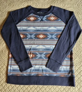 Eddie Bauer Women's M Legend Wash Southwestern Sweatshirt Navy Cotton Blend - Picture 1 of 8
