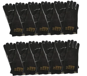 Welding Gloves 10 Pair Log Fire Wood Burner Glove Stove Welders Gauntlet Hi Heat - Picture 1 of 7
