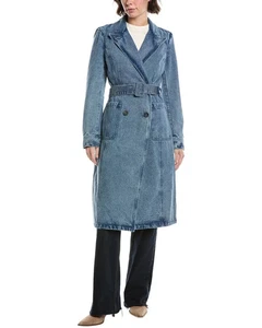 NWT Avec Les Filles Double Breasted Denim Trench Coat S - Picture 1 of 4