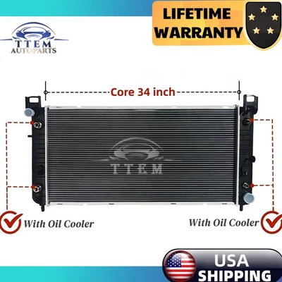 2370 Radiator 34''Core For Chevy Silverado 1500 2500 Suburban Tahoe 4.8 5.3 6.0L - Image 1 of 4