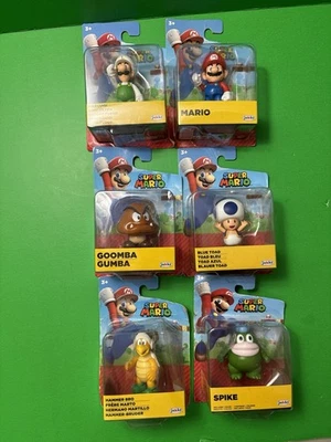 Jakks Pacific Super Mario Wave 44 6 Figure Lot Nintendo Fire Luigi Blue Toad ++ - Image 1 of 4
