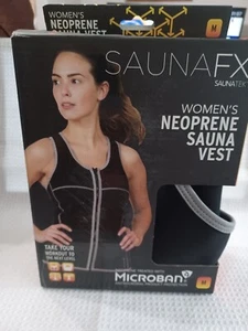 SaunaFX Vest Black Neoprene Sauna Exercise Full Zip Suit Top Womens MEDIUM NIB - Picture 1 of 8