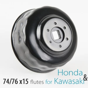 KiWAV cap type oil filter socket wrench 74/76mm x 15 flutes fits Kawasaki Honda - Picture 1 of 3