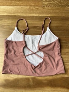 crop shop boutique Pink Crop Top Activewear Top Size XXL Cross Back Detail - Picture 1 of 5
