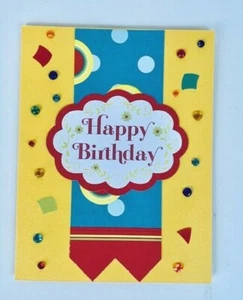 Handgefertigte "HAPPY BIRTHDAY" 4" x 6" Grußkarte & Umschlag - Bild 1 von 4