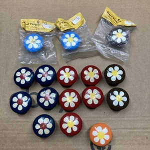 hand painted cabinet knobs vintage 1975 hippie flower power woodland hills CA - Picture 1 of 9