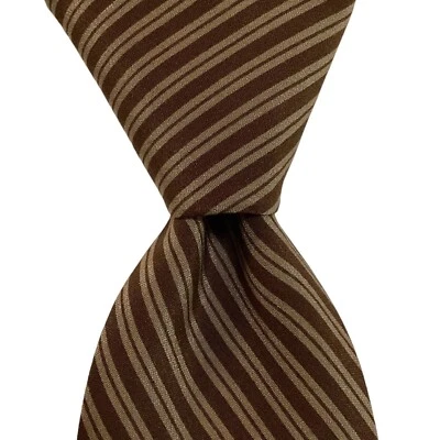 VITALIANO PANCALDI Men's Vintage Silk Necktie Designer STRIPED Brown/Ivory GUC - image 1 of 3
