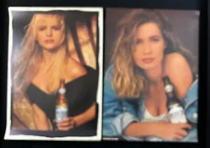 (2) Vintage 1980’s Busch Beer Posters, Man Cave, Sexy Girls - Picture 1 of 11