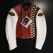 Vanson leather rider jacket a checkered pattern men white red black 36