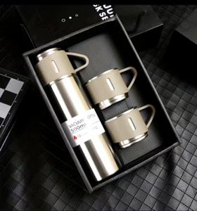 Stainless Steel Vacuum Insulated 16oz Bottle with Cups for Hot or Cold Drink - Picture 1 of 5