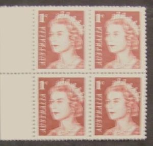 Australia Stamp, Queen Elizabeth II QE2, 1c brown, mint block of 4, 1966 - Picture 1 of 1