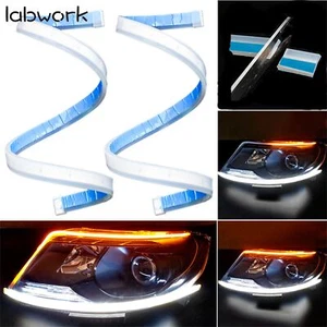 labwork 60cm LED DRL Headlight Lights Amber Sequential Turn Signal Flexible - Picture 1 of 7