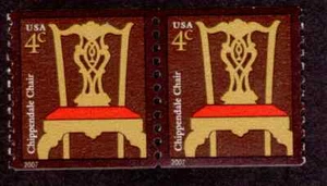 US. 3761. 4c. Chippendale Chair. "2007" Date. Coil Pair of 2. MNH. 2007 - Picture 1 of 1