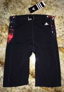 ADIDAS Intergalactic Black Red White Swim Suit Jammer Shorts NEW Mens Waist 30 - Picture 1 of 3