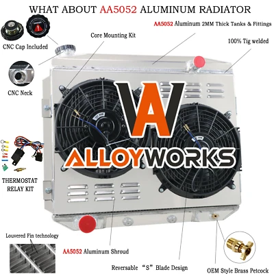 3-Row Radiator+Shroud Fan+Relay Fits 1957-1959 Ford Fairlane Galaxie Skyliner - Image 1 of 4