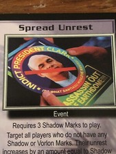 SPREAD UNREST 1998 BABYLON 5 CCG RARE CARD NEAR MINT NEVER PLAYED WITH