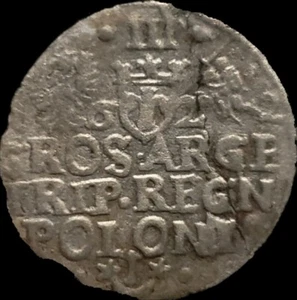 MEDIEVAL POLAND SIGISMUND III 1624 SILVER 3 GROSCHEN - Picture 1 of 2