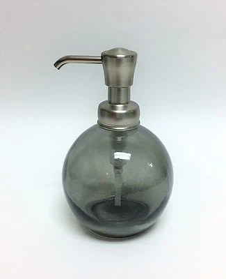 NEW CLEAR ACRYLIC,RESIN+GRAY TINT SPHERE SOAP,LOTION BATHROOM DISPENSER - Image 1 of 2