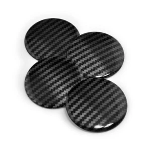 4*- 50mm Carbon Fiber Stripe Car Emblem Hub Wheel Center Cap Cover-Sticker - Picture 1 of 12