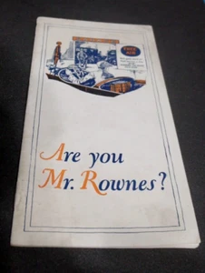 SCHRADER VALVE STEM ADVERTISING PHAMPHLET "ARE YOU MR. ROWNES?" + 1 Extra Page. - Picture 1 of 8