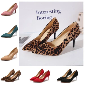 Women Sexy Pointed Toe Stilettos Shoes Leopard High Heels Wedding Pumps Shoes - Picture 1 of 9
