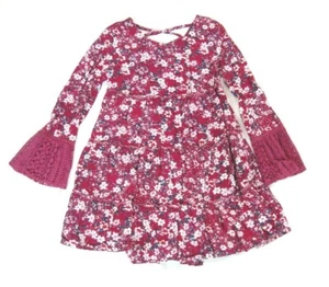 Shyanne Girls Dress Size Small Violet Floral Crocheted Lace Cuffs Empire Waist - Picture 1 of 5