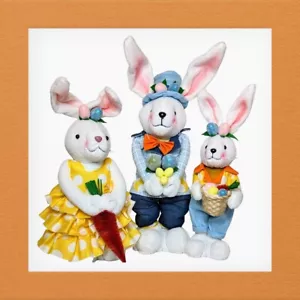 Peluche coniglietto pasquale famiglia, papà 21", mamma 20", figlio 17". Dolci pasquali tutto da trasportare - Foto 1 di 10