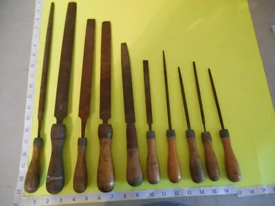 LOT of 10 VINTAGE Wood Handle Files Carpenter - Image 1 of 2