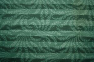2 Yards Green on Green Ferns Stripes  Cotton Treated Fabric 71" X 44"