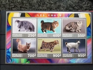 stamps Gabon 1017 Domestic Cats 2 Blocks MNH - Picture 1 of 2