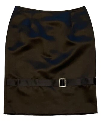 NUEVO CON ETIQUETAS Joseph Ribkoff Falda Lápiz Satén Negra Hebilla Estrás Dinero Antiguo Glamour 8 Foto 1 de 4