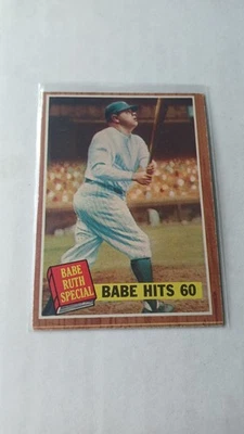 BABE RUTH 1962 TOPPS #139 MIEMBRO DEL SALÓN DE LA FAMA YANKEE "BABE HITS 60" BUEN ESTADO Foto 1 de 2
