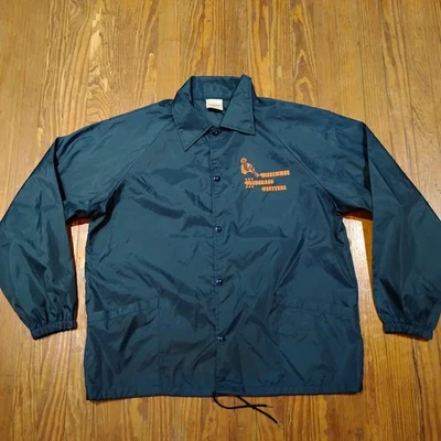 VINTAGE Kissimmee Bluegrass Jacket Mens L Blue Snap Guitar Windbreaker Music 80s - Image 1 of 4