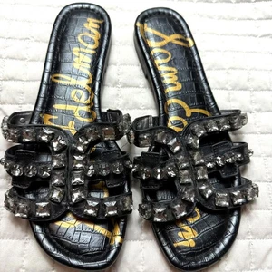Sam Edelman Embellished Slide Sandal Black Size  8.5 - Picture 1 of 11