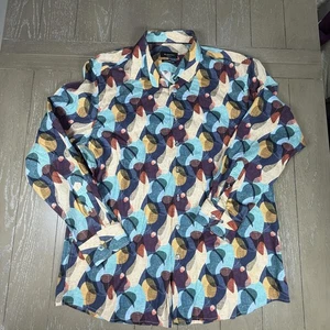 Bugatchi Shirt Mens 2XL Multicolor Abstract Print Long Sleeve Shaped Fit Cotton - Picture 1 of 12