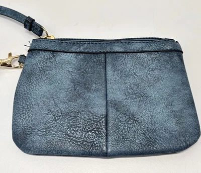 Muñequera Wilson de cuero pequeña azul con cremallera superior  Foto 1 de 4