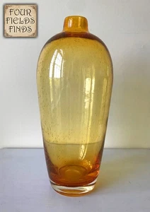 Vintage Bauernhaus mundgeblasene Bernstein Samen Glas Flasche Vase, Blenko? 12,25" - Bild 1 von 18