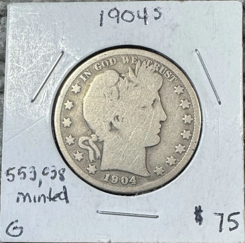 1904-S Barber Half Dollar (Key Date) - Image 1 of 2