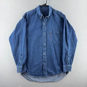 Vintage Levis Shirt Mens Large Blue Denim Button Down Orange Tab 80s 90s - Picture 1 of 18