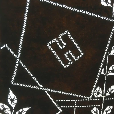 Antigua Plantilla Kimono Japonesa Ise Katagami Cuadrada Cuadrada Hoja Letra A195 Foto 1 de 4