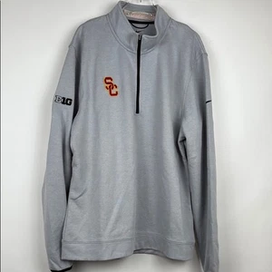 Nike Men’s USC Trojans Grey Quarter Zip Pullover Sweatshirt Size Large - Picture 1 of 8