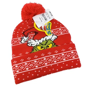 Dr Seuss The Grinch Christmas Knit Hat Beanie Pom Pom One Size Fits Most NWT - Picture 1 of 7