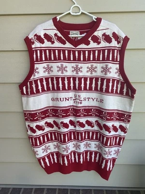 Chaleco Suéter Estilo Grunt Feo Navidad Militar Táctico Rojo Blanco Talla XL Foto 1 de 4