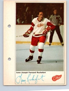 VINTAGE HOCKEY PHOTO 1970 SUN LIFE ACTION PLAYERS DETROIT LEON ROCHEFORT - Imagen 1 de 2