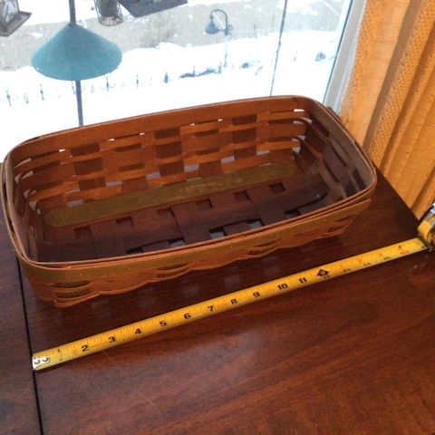 Longaberger Harvest BREAD Basket Rich Brown Merlot Sage Green Nice Cover