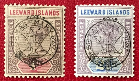 LEEWARD ISLANDS Sc#10-11 1897 Jubilee Issue NH OG VF (14-215) Cover