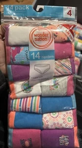 Wonder Nation Hipster Girls Underwear 14 Pack size 4 Assorted Colors New - Picture 1 of 4