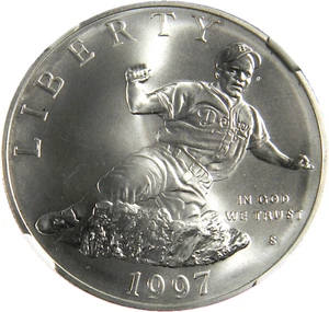 1997 S Jackie Robinson Béisbol Medalla de Plata Conmemorativa NGC MS 69 (19-2) - Imagen 1 de 4