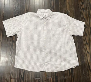 Peter Millar Short Sleeve Button Up Shirt Men’s 2XL White Geometric Cotton - Picture 1 of 4